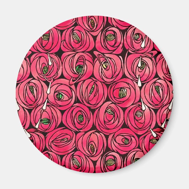 Íman Rosa Art Nouveau Rennie Macintosh Graphic (Frente)