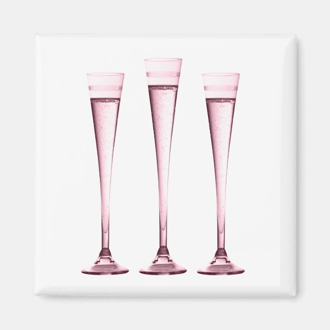 Íman Rosa Champagne Flutes Magnet (Frente)