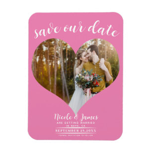 Íman Rosa Chiclete Coração Foto Casamento Salve o Dia