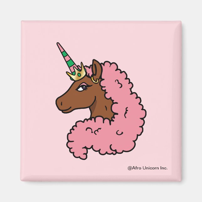 Íman Rosa claro Afro Unicorn (Frente)