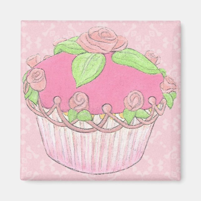 Íman Rosa Cupcake Stand Magnet (Frente)
