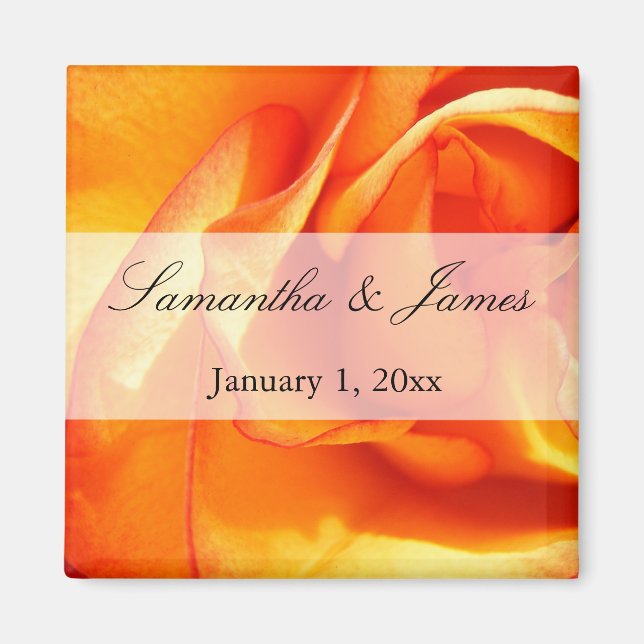 Íman Rosa de Flaming Vermelho e Laranja (Frente)