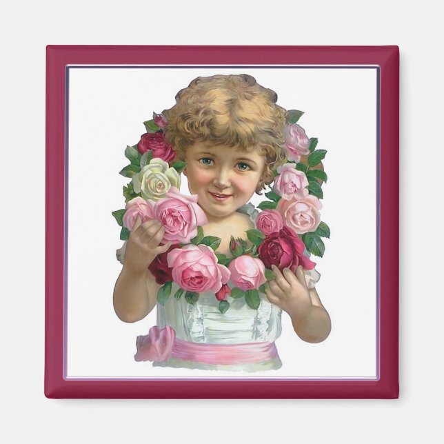 Íman Rosa de Wreath Girl vitoriana (Frente)