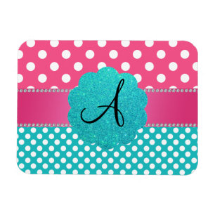 Íman Rosa dos diamantes das bolinhas do monograma