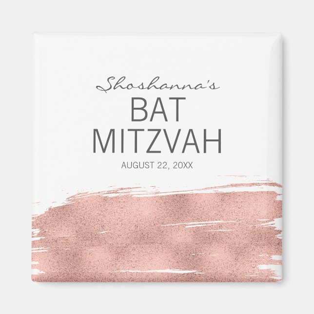 Íman Rosa Dourado BrushAVBat Mitzvah Magnet (Frente)