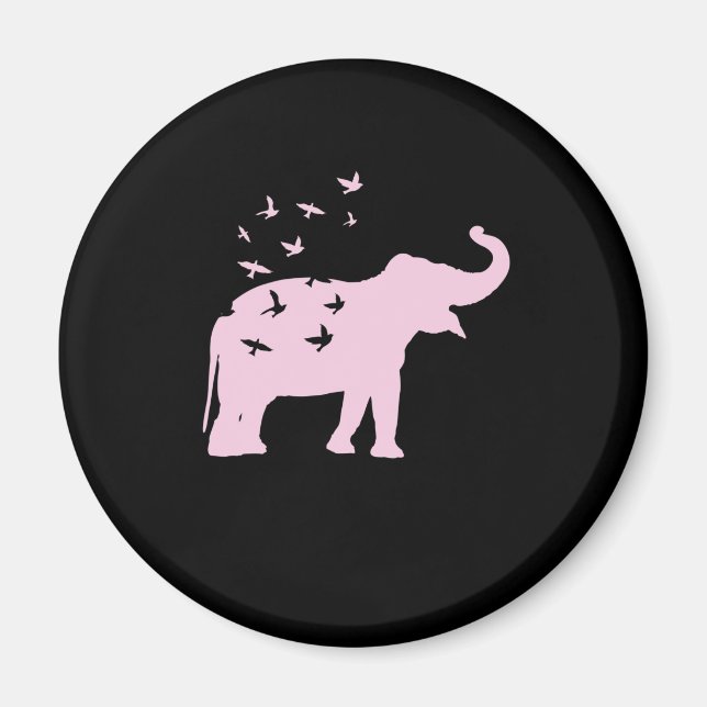 Íman rosa Elefant mit Vögel (Frente)