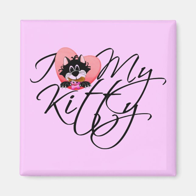 Íman Rosa eu amo meus camiseta e presentes do gatinho (Frente)