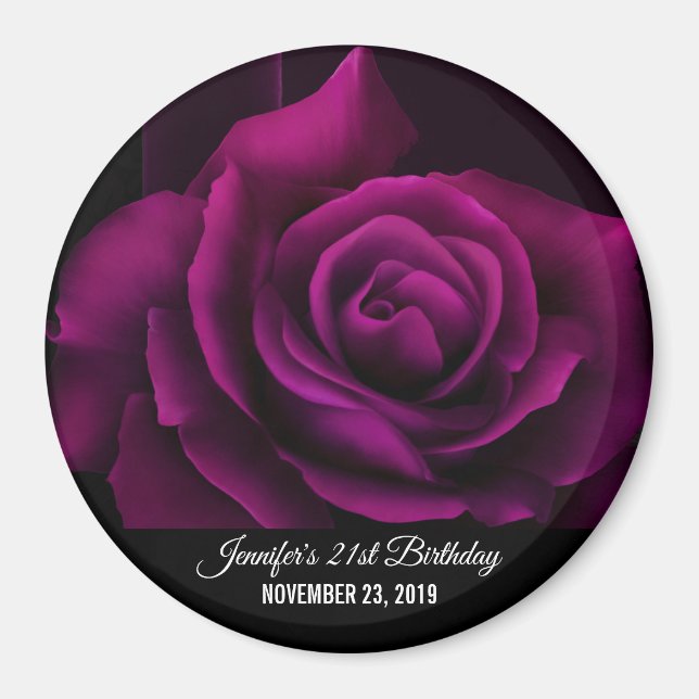 Íman Rosa Flor de Partido Data Roxa-Vermelho Gótico (Frente)