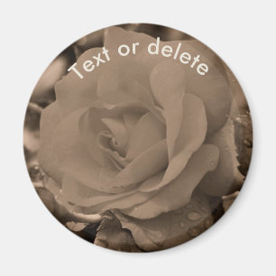 Íman Rosa Flor Personalizada Sépia Vintage