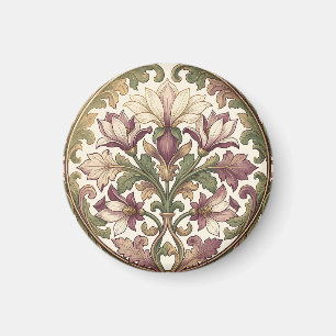 Íman Rosa Floral Ornata Creme Roxo Vitoriano