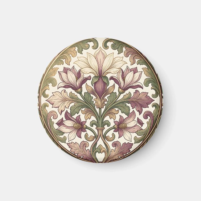 Íman Rosa Floral Ornata Creme Roxo Vitoriano  (Frente)