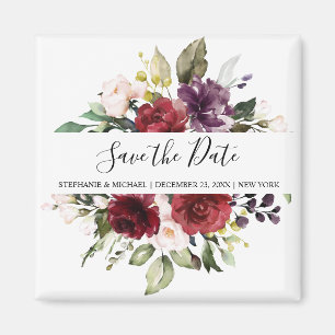 Íman Rosa Floral Românico Vermelho Borgonha Romântico