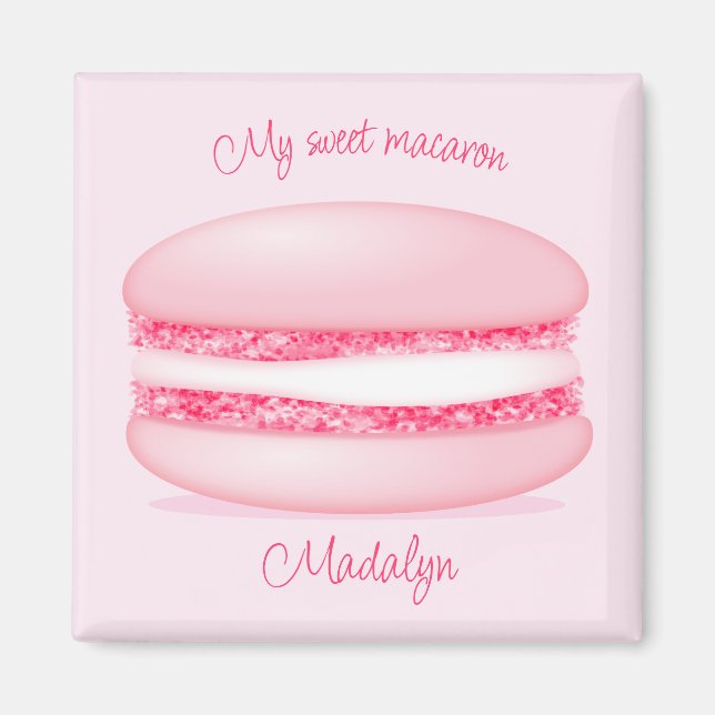 Íman rosa fofo meu doce nome de macarão (Frente)
