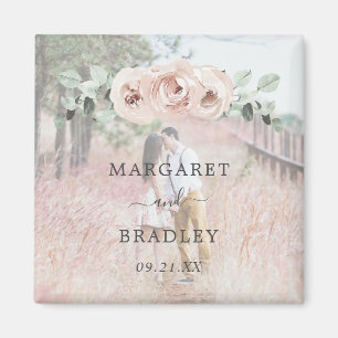 Íman Rosa Foto de Sage Greenery Pink Floral Dusty