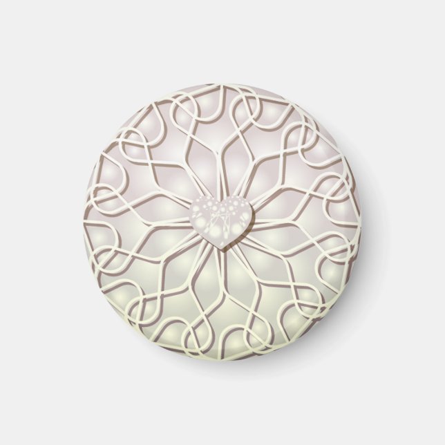 Íman Rosa Geométrico Dourado Padrão de Coração de AMOR (Frente)