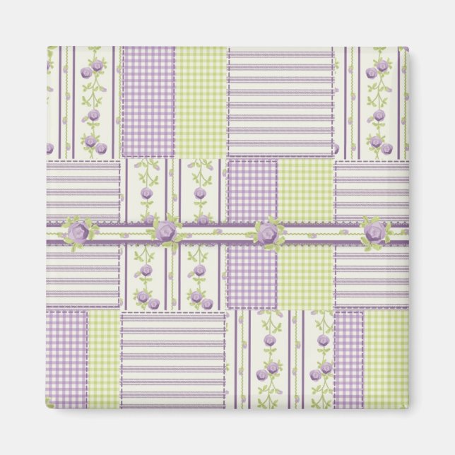 Íman Rosa Lilac Quilt Magnet (Frente)