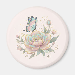 Íman Rosa Mágica e Borboleta Cores Pastel