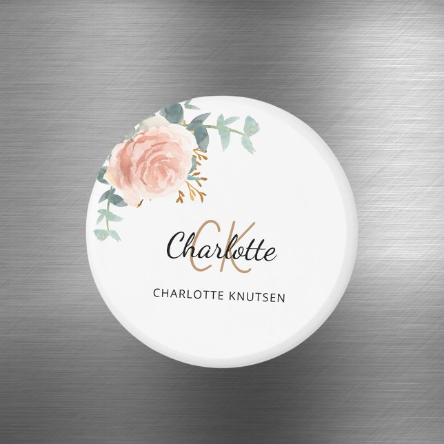 Íman Rosa ouro rosa floral eucalipto obrigado (Criador carregado)