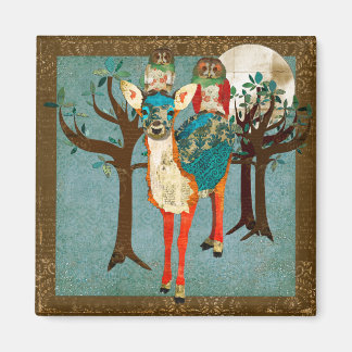 Íman Rosa Owls & Azure Fawn Magnet