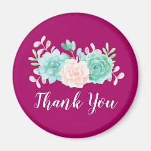 Íman Rosa Pastel & buquê floral verde na parte traseir