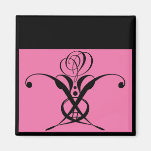 Íman Rosa preto de arte rosa Deco