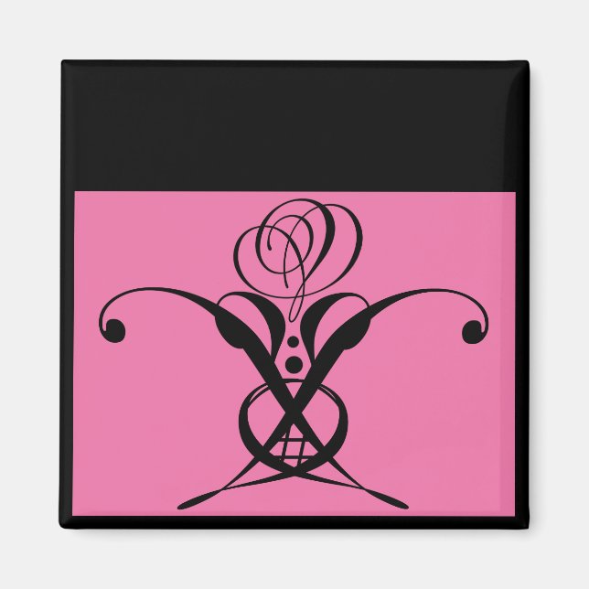 Íman Rosa preto de arte rosa Deco (Frente)