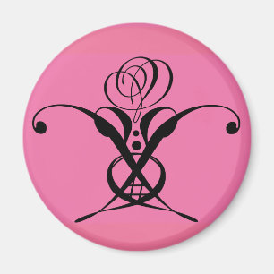 Íman Rosa preto de arte rosa Deco