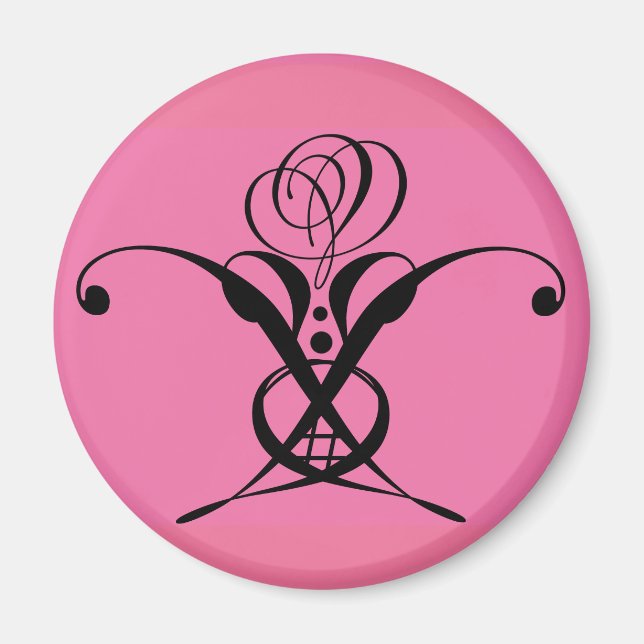 Íman Rosa preto de arte rosa Deco (Frente)