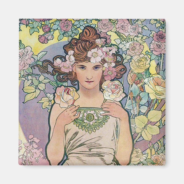 Íman Rosa (Quatro Flores), Alphonse Mucha (Frente)