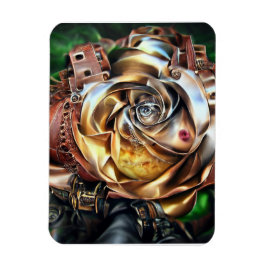 Íman Rosa Steampunk com Face Surreal - Flor Mecânico