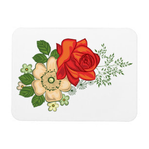 Íman Rosa Vermelha e Margaridas