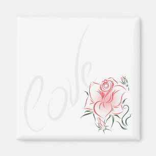 Íman Rosa vermelha estilizado e amor