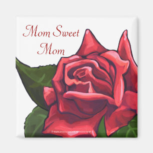 Íman Rosa vermelha pintada Mãe Doce Magneta Mãe