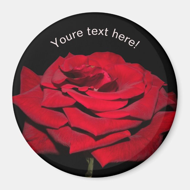 Íman Rosa vermelha - Preto (Frente)