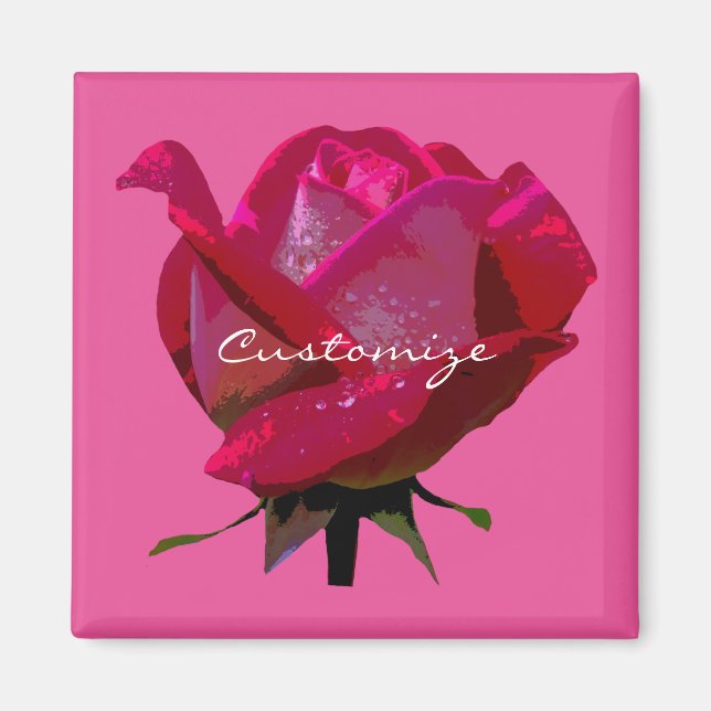 Íman rosa vermelha solteiro qualquer cor (Frente)