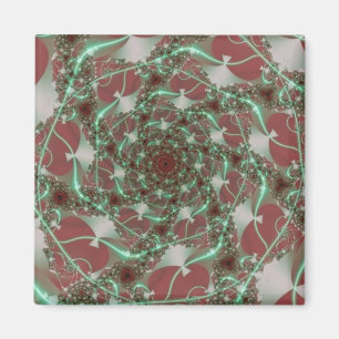 Íman Rosas Arte Fractal Vermelha e Verde