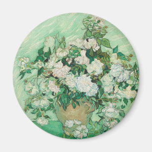 Íman Rosas Brancas de Van Gogh - Arte Floral Mint Vinta