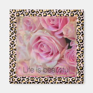 Íman Rosas Brancas Rosa Belos Momentos Leopardo