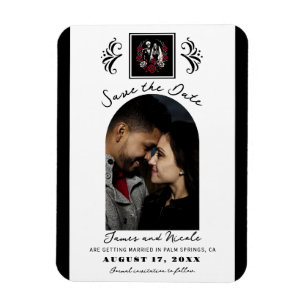 Íman Rosas Brancas Vermelhas e Pretas Esqueleto Salvar 