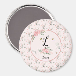 Íman Rosas Cor-de-Rosa Elegantes em Aquarela com Borbol