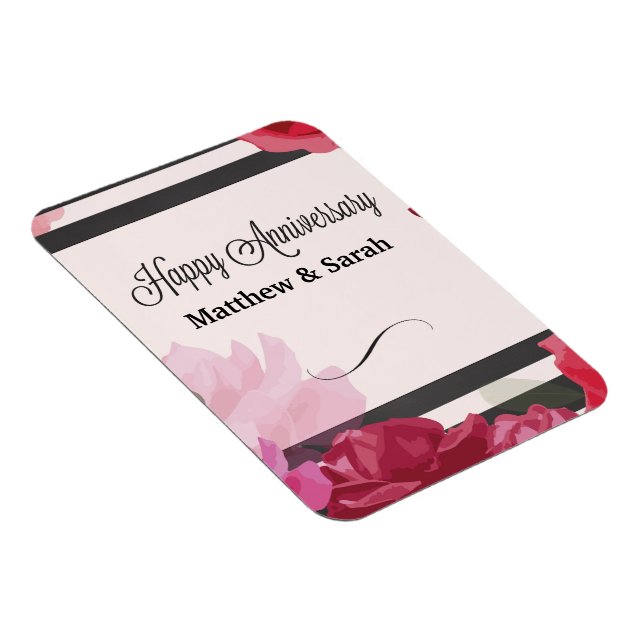 Íman Rosas de Aniversário de Casamento, Stripes, Nomes  (Lado Direito)