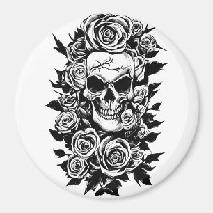 Íman Rosas de crânio humano Gótico de tinta original