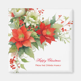 Íman Rosas de Natal Aquarela | seu nome