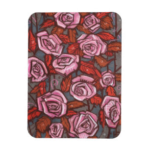 Íman Rosas de outono Flores de Arte Floral Laranja Rosa