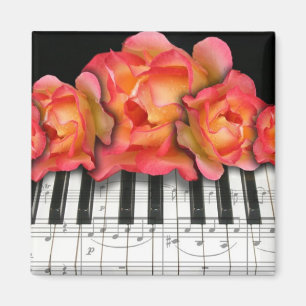 Íman Rosas do teclado de piano e notas da música