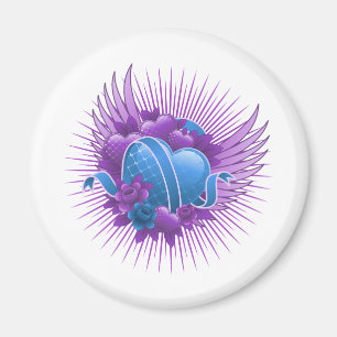 Íman Rosas e Asas de Corações Azuis