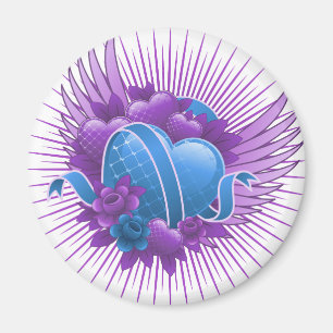 Íman Rosas e Asas de Corações Azuis