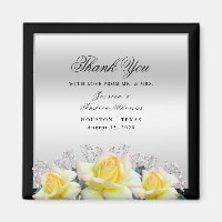 Rosas Elegantes Chic Prata Favor Agradecimento Cas
