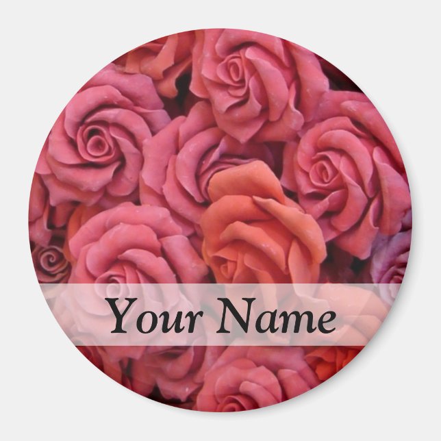 Íman Rosas florais cor de rosa (Frente)