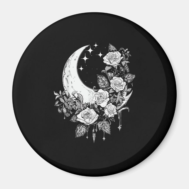Íman Rosas-Lua - Gótico Romântico - Whimsigoth Witchy W (Frente)